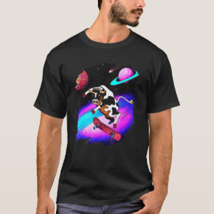 Cow Skateboarding in Outer Space Retro Vintage Ska T-Shirt
