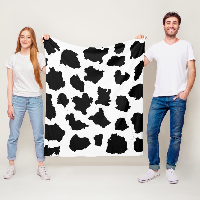 Cow Skin Black and White Pattern Fleece Blanket (In Situ)