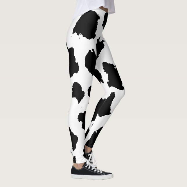 Cow Skin Black and White Pattern Leggings (Right)