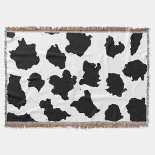 Cow Skin Black and White Pattern Throw Blanket