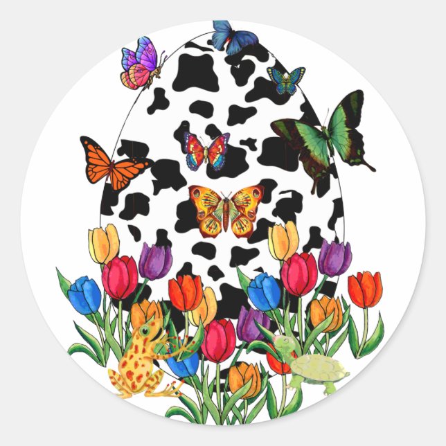 Cow Skin Easter Egg Classic Round Sticker (Front)