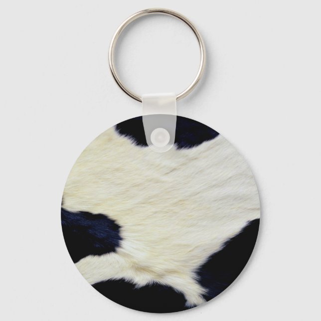 Cow Skin Fur Texture Black and White Customize Keychain (Front)