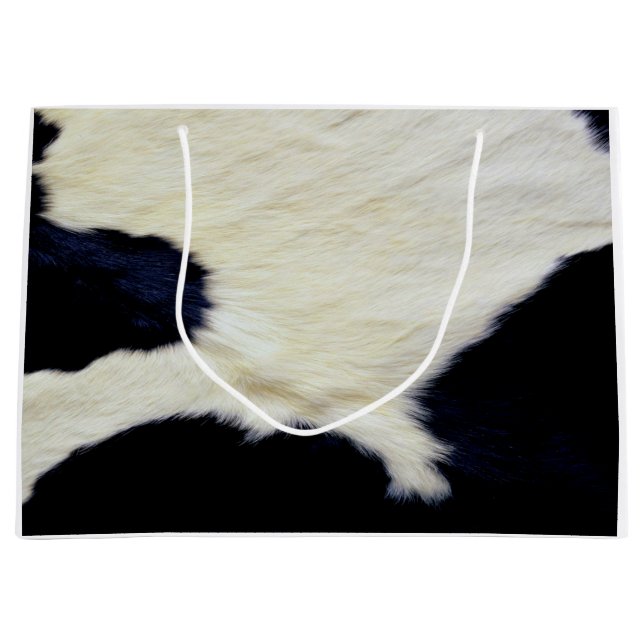 Cow Skin Fur Texture Black and White Customize Large Gift Bag (Front)
