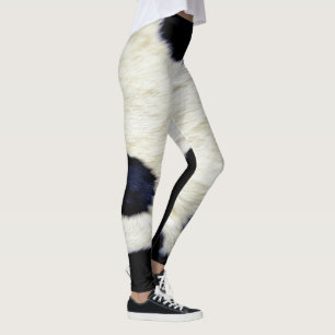 Cow Skin Fur Texture Black and White Customize Leggings