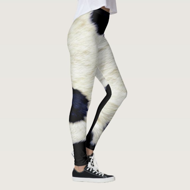Cow Skin Fur Texture Black and White Customize Leggings (Right)