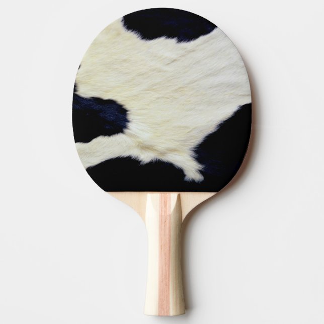 Cow Skin Fur Texture Black and White Customize Ping Pong Paddle (Front)