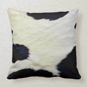 Cow Skin Fur Texture Black and White Customize Throw Pillow
