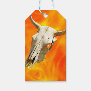 Cow skull and fire gift tags
