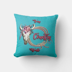 Cow Skull And Rope Throw Pillow