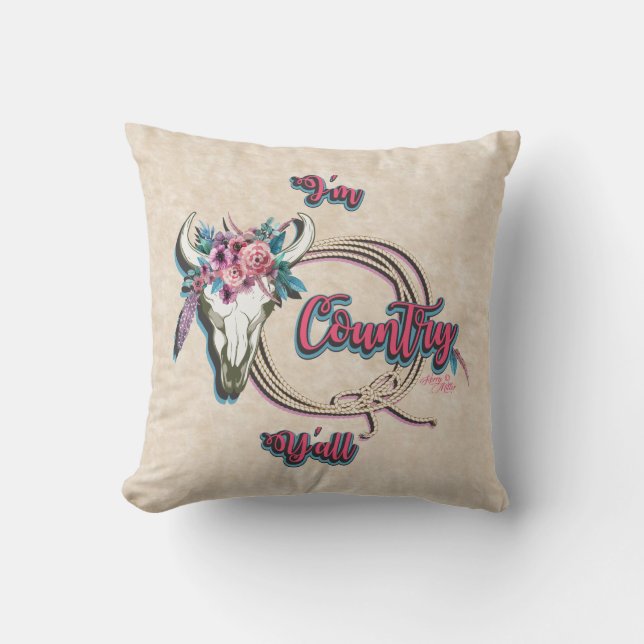 Cow Skull And Rope Throw Pillow (Front)