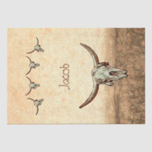 Cow Skull Brown Country Western Rustic Style Tissue Paper