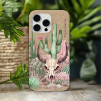Cow Skull Desert Floral Cactus Personalized Name