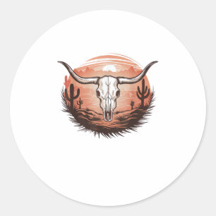 Cow Skull western cowgirl cowboy rodeo Classic Round Sticker