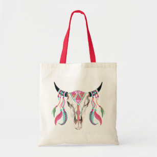 Cow Skull with Dream Catchers Tote Bag