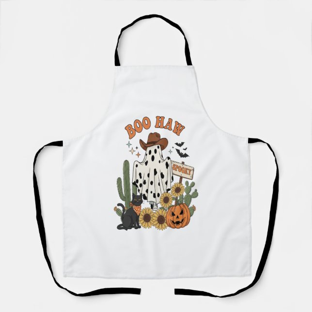 Cow Spot Ghost Western-Funny Halloween Apron (Front)
