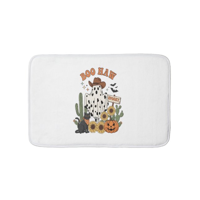 Cow Spot Ghost Western-Funny Halloween Bath Mat (Front)