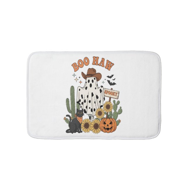 Cow Spot Ghost Western-Funny Halloween Bath Mat (Front)