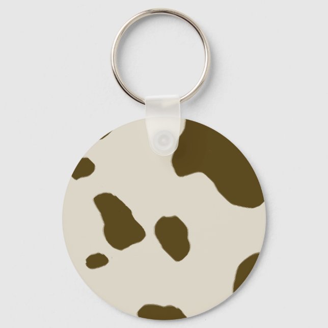 Cow Spots Brown Faux skin Keychain (Front)