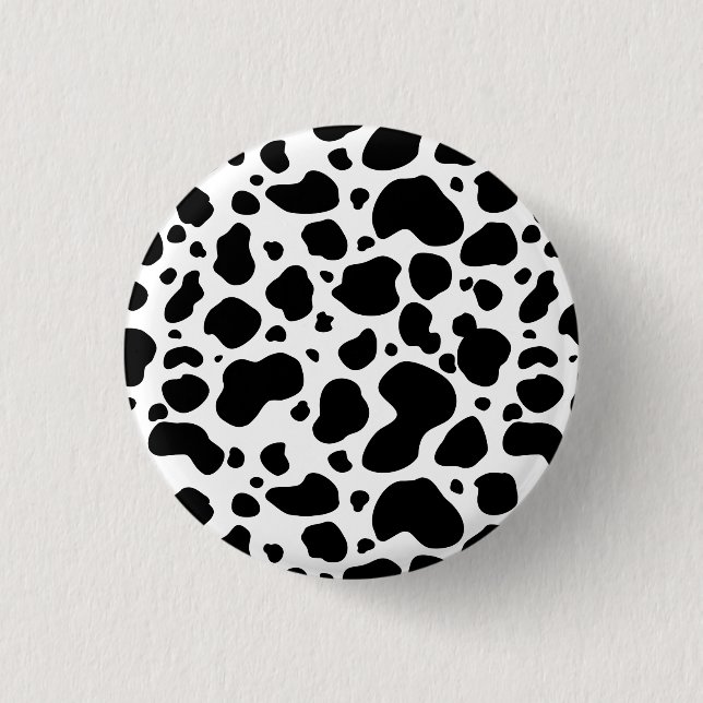 Cow Spots Pattern Black and White Animal Print 1 Inch Round Button (Front)
