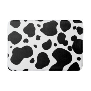 Cow Spots Pattern Black and White Animal Print Bath Mat