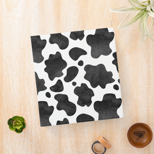 Cow Spots Pattern Black and White Animal Print Binder (In Situ)