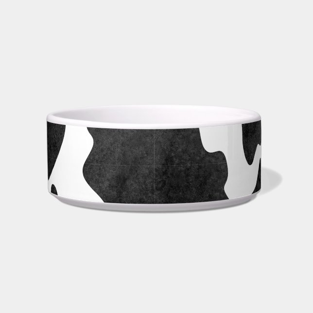 Cow Spots Pattern Black and White Animal Print Bowl (Front)