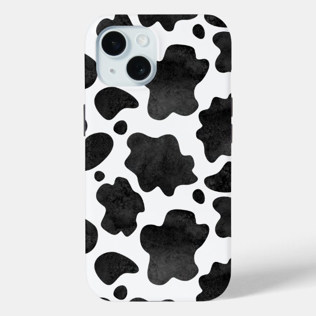 Cow Spots Pattern Black and White Animal Print Case-Mate iPhone Case (Back)