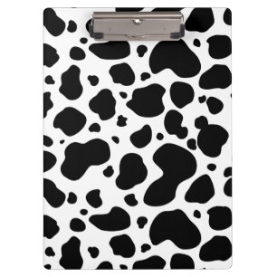 Cow Spots Pattern Black and White Animal Print Clipboard