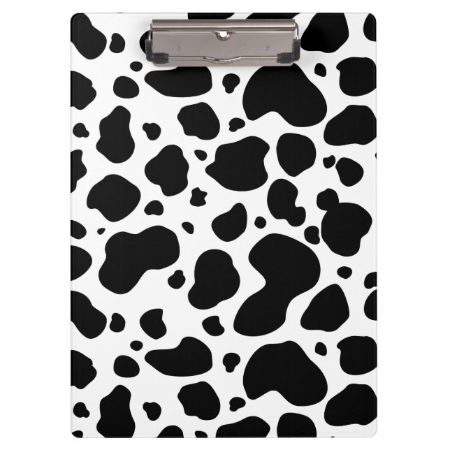Cow Spots Pattern Black and White Animal Print Clipboard (Front)