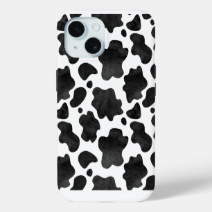 Cow Spots Pattern Black and White Animal Print iPhone 15 Case