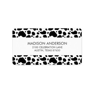 Cow Spots Pattern Black and White Animal Print Label