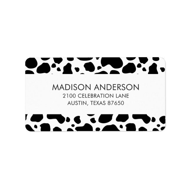 Cow Spots Pattern Black and White Animal Print Label (Front)