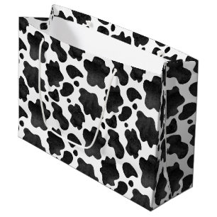Cow Spots Pattern Black and White Animal Print Large Gift Bag