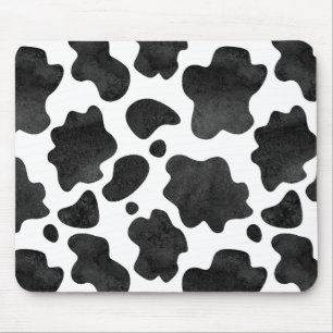 Cow Spots Pattern Black and White Animal Print Mouse Pad