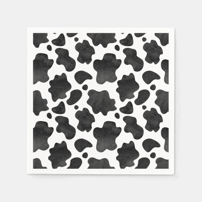 Cow Spots Pattern Black and White Animal Print Napkin (Front)