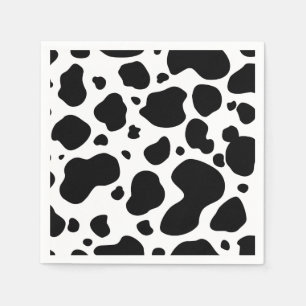 Cow Spots Pattern Black and White Animal Print Napkin