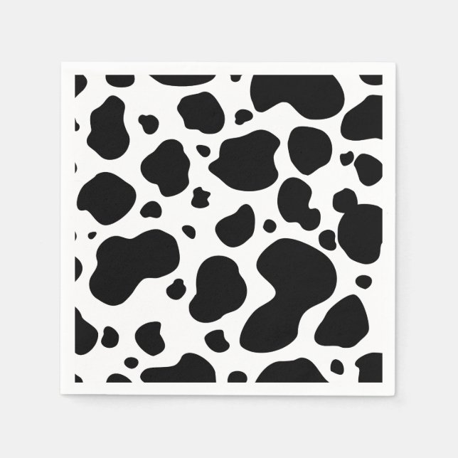 Cow Spots Pattern Black and White Animal Print Napkin (Front)
