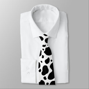 Cow Spots Pattern Black and White Animal Print Tie