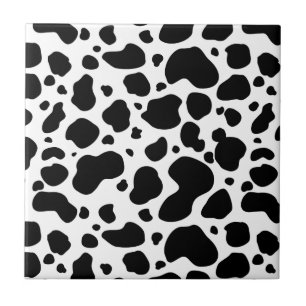 Cow Spots Pattern Black and White Animal Print Tile