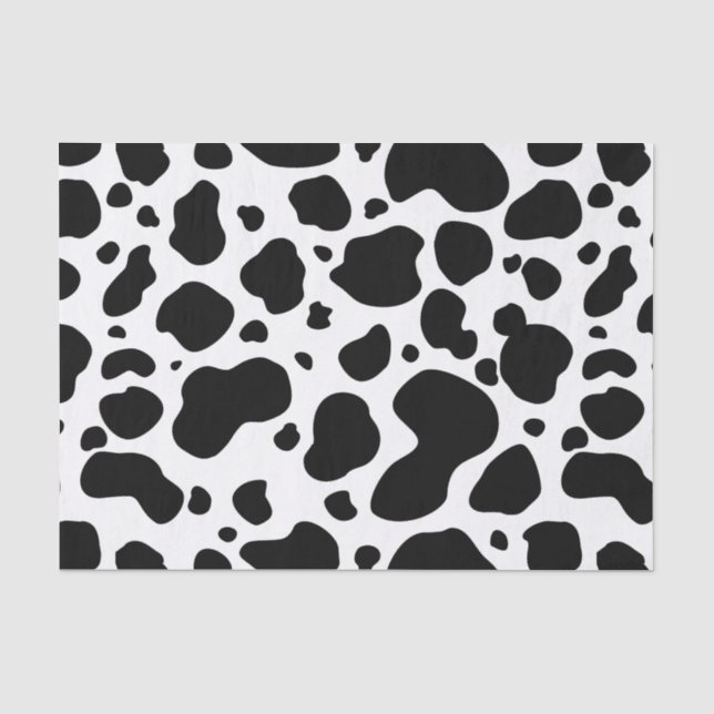 Cow Spots Pattern Black and White Animal Print Tissue Paper (Front)