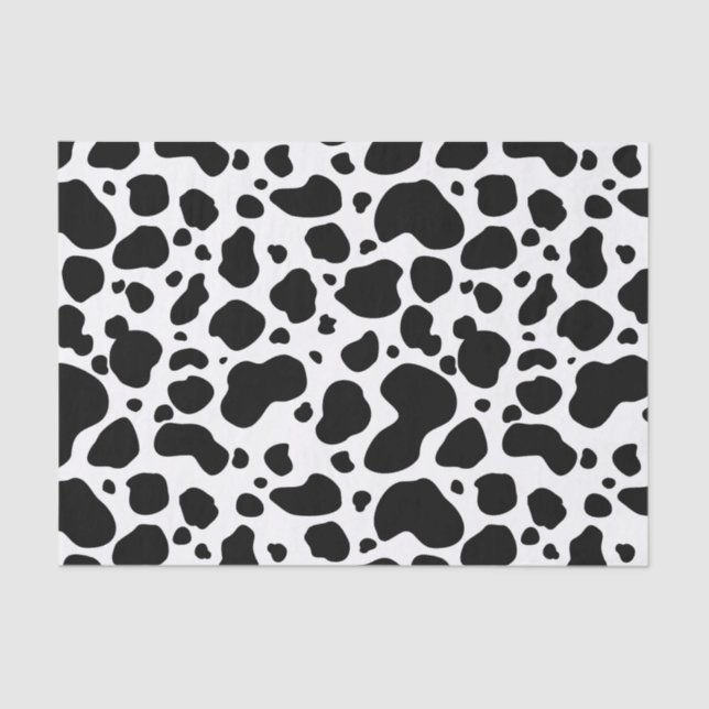 Cow Spots Pattern Black and White Animal Print Tissue Paper (Front)