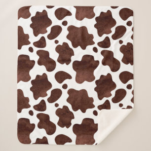 Cow Spots Pattern Brown and White Animal Print Sherpa Blanket