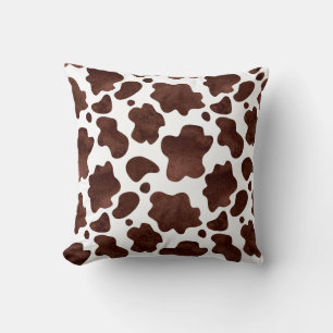 Cow Spots Pattern Brown and White Animal Print Throw Pillow