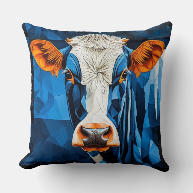 Cow stained glass throw pillow (Front)