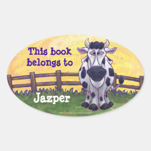 Cow Stationery Oval Sticker