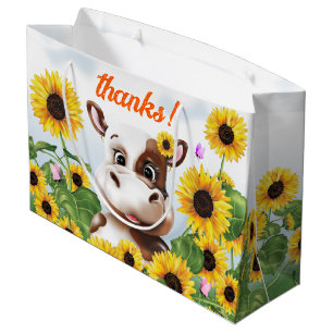 Cow Sunflower Farm Large Gift Bag