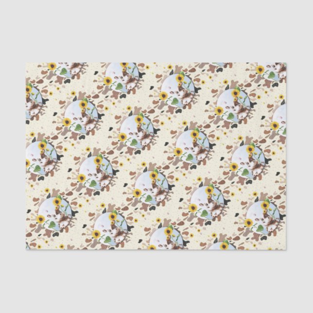 Cow Sunflower Farm Tissue Paper (Front)