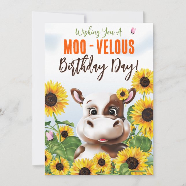 Cow Sunflower Funny Birthday (Front)