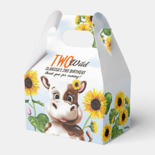 Cow Sunflower Girl 2nd Birthday Favor Box