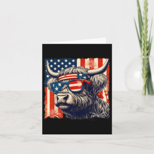 Cow Sungles American Flag 4th Of July Farmer  Card